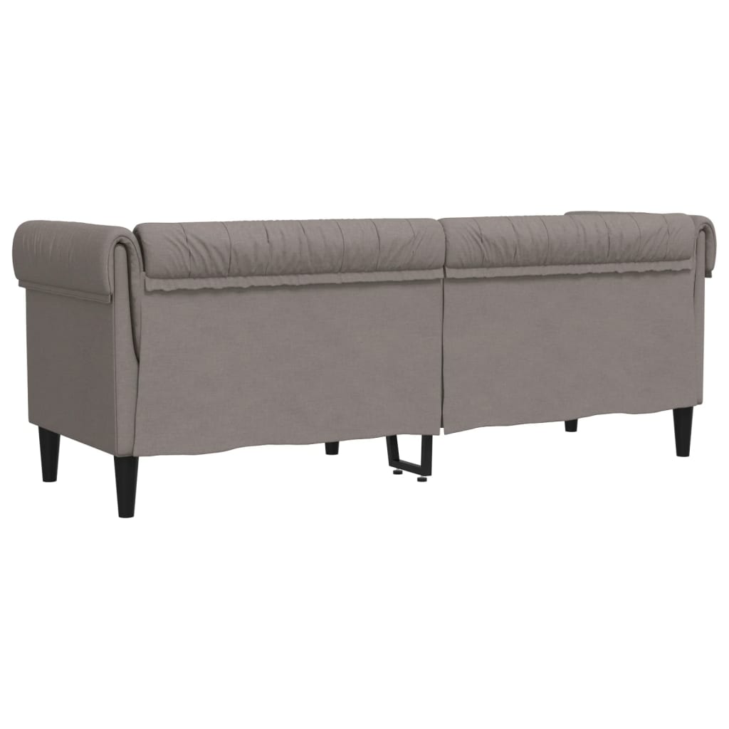 Canapé Chesterfield 3 places en tissu taupe