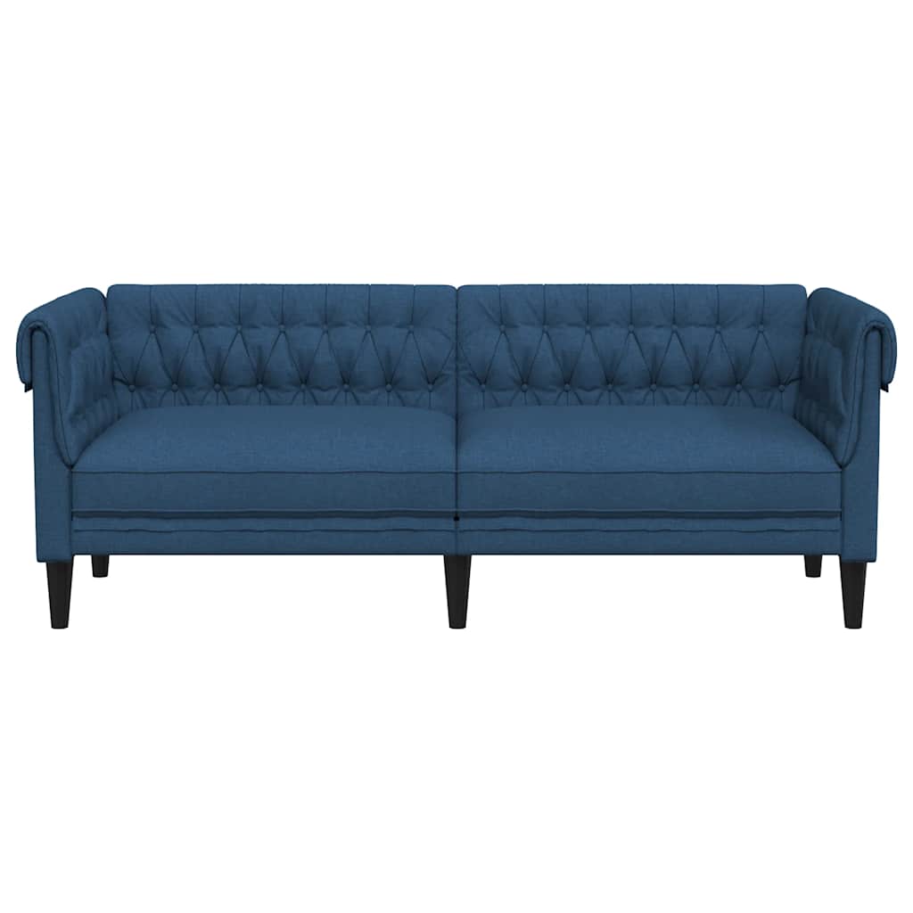 Canapé Chesterfield 3 places en tissu bleu