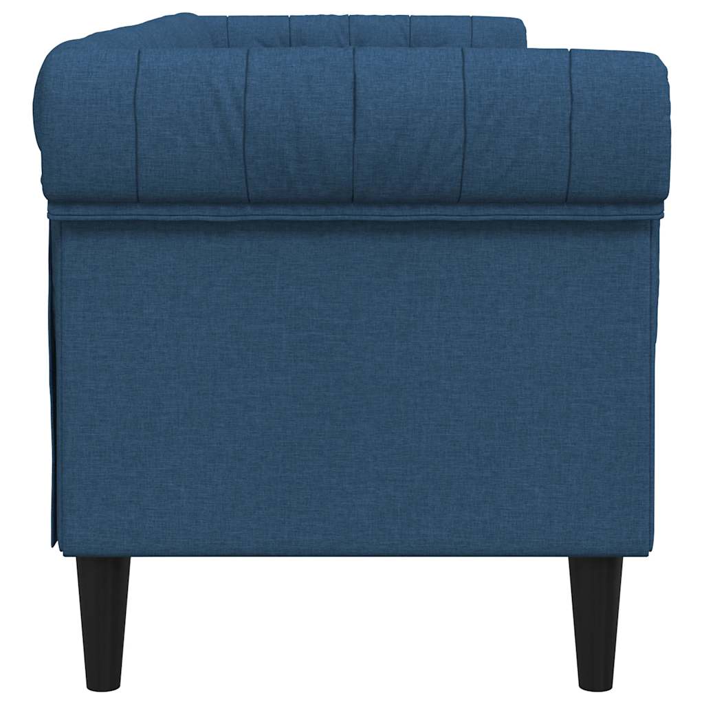 Canapé Chesterfield 3 places en tissu bleu