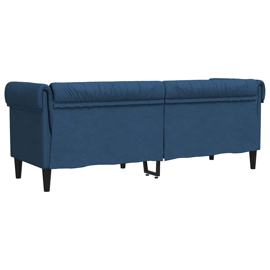Canapé Chesterfield 3 places en tissu bleu