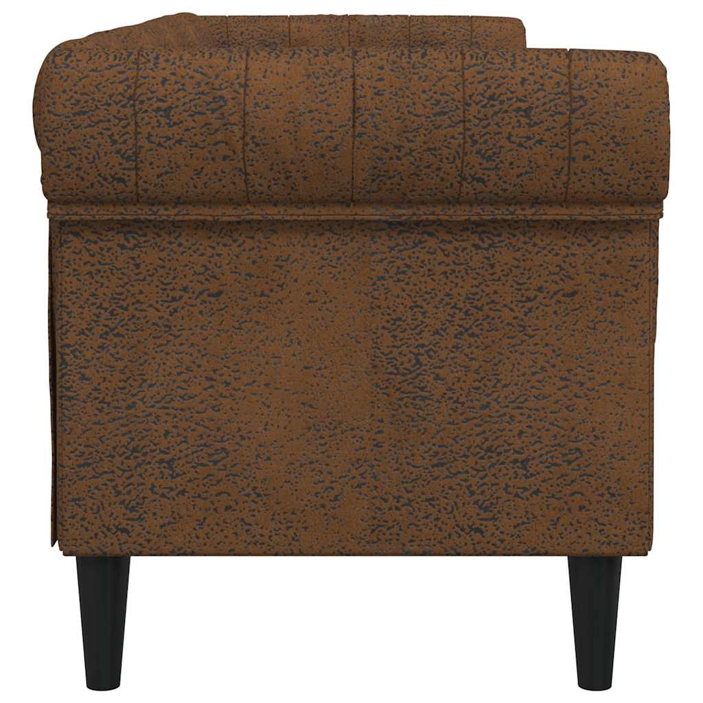 Canapé Chesterfield 3 places en tissu marron