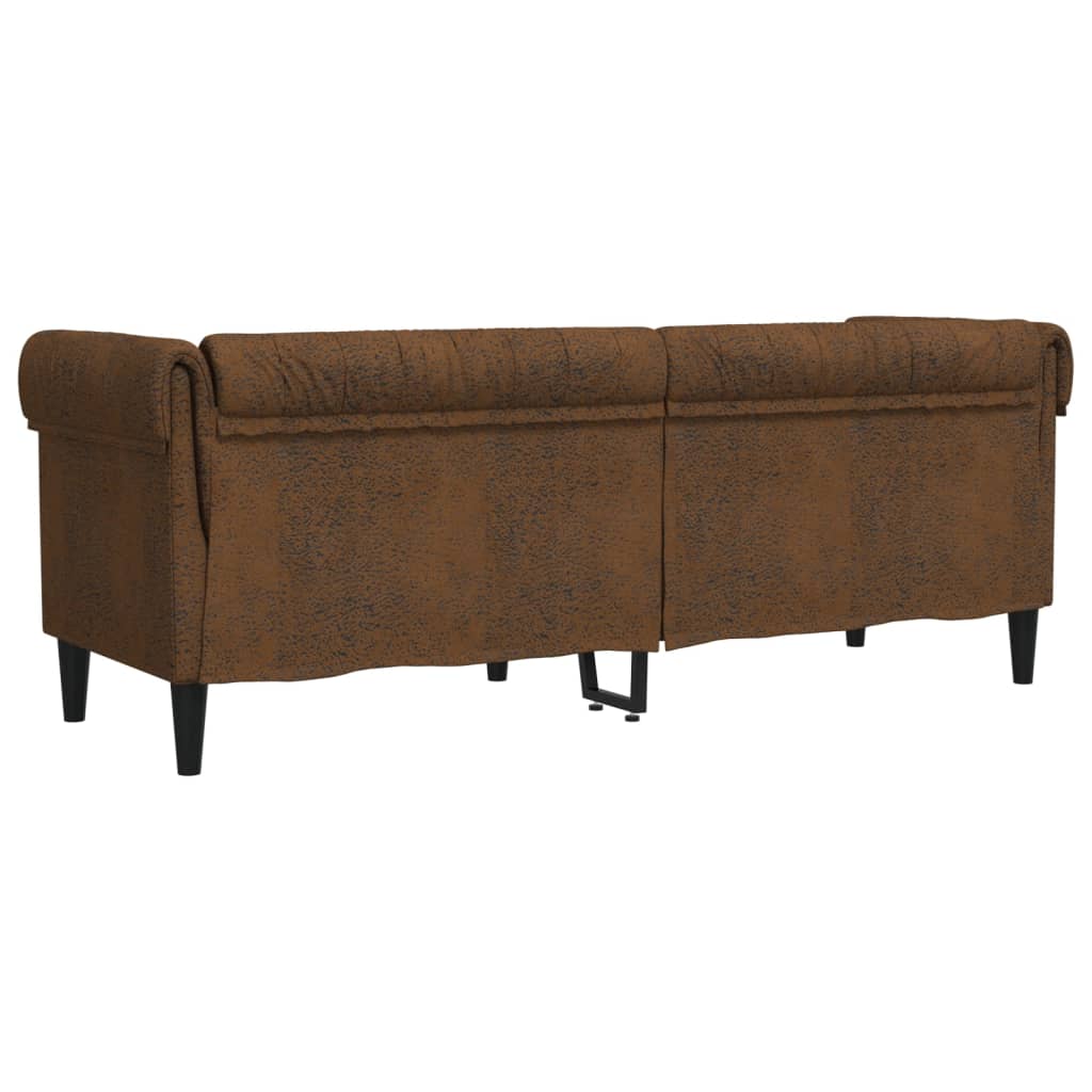 Canapé Chesterfield 3 places en tissu marron