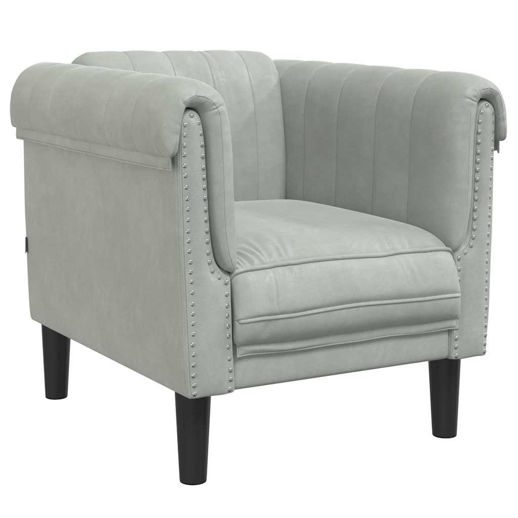 Fauteuil velours gris clair