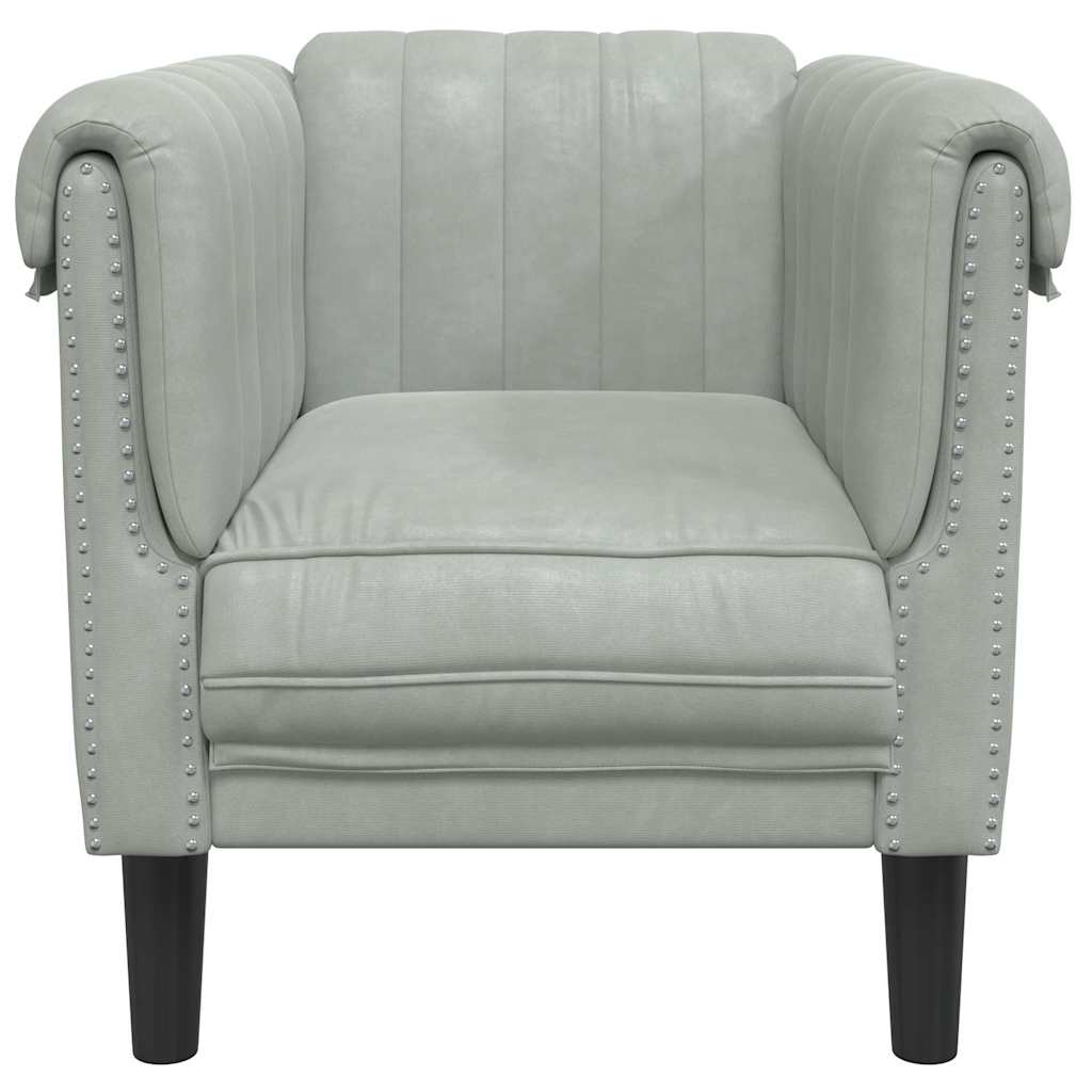 Fauteuil velours gris clair
