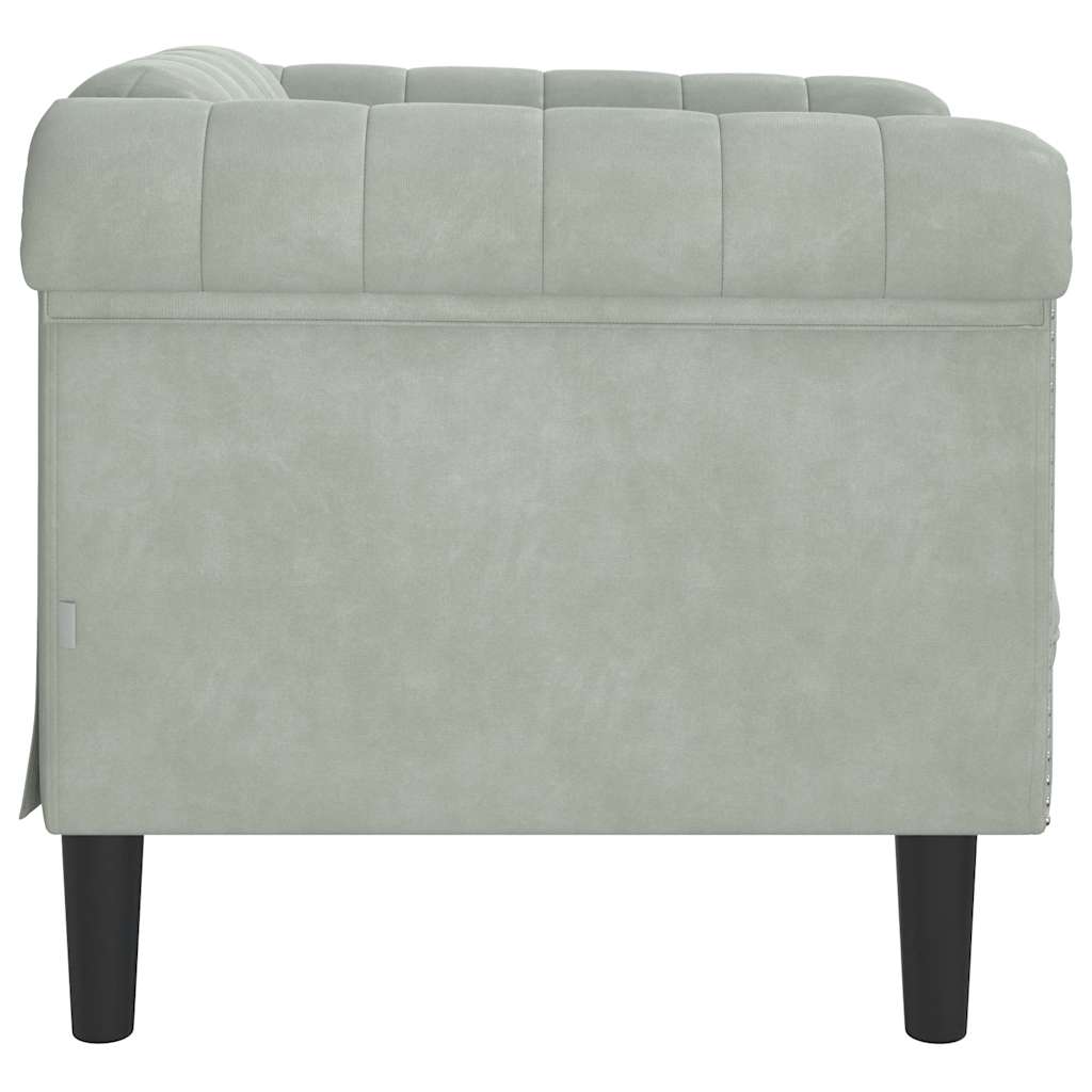 Fauteuil velours gris clair