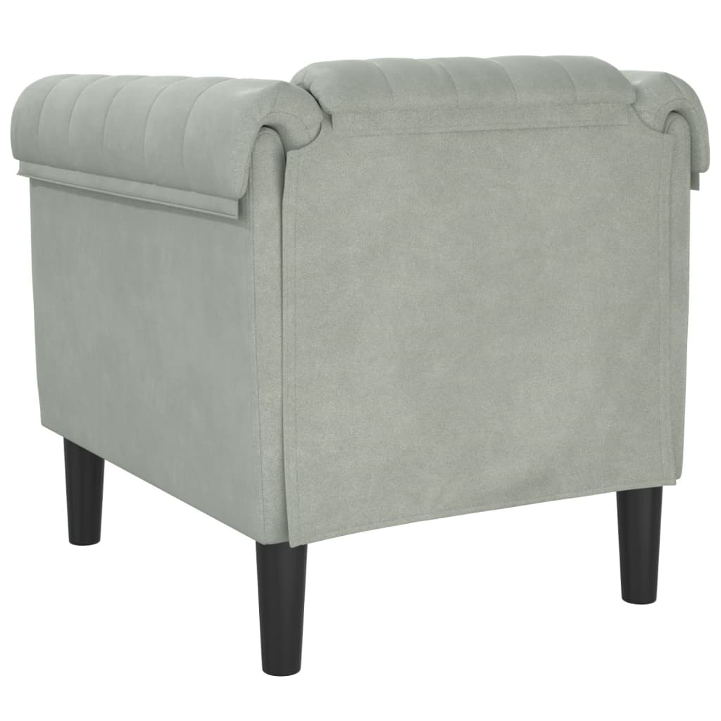 Fauteuil velours gris clair