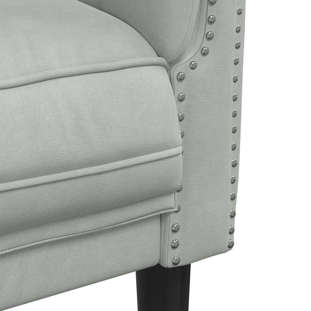 Fauteuil velours gris clair