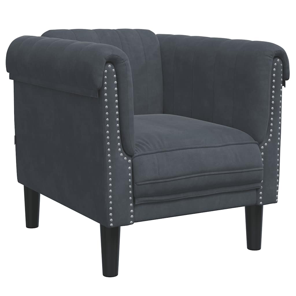 Fauteuil en velours gris foncé