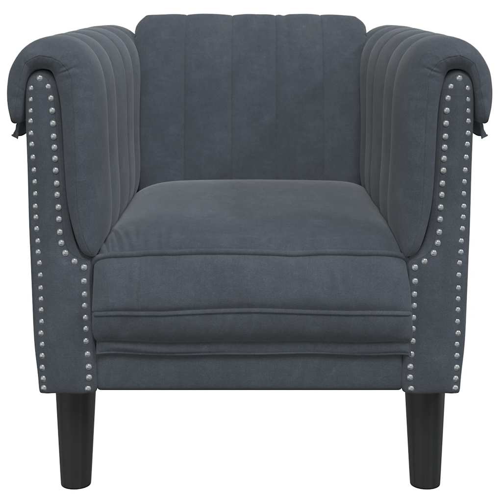 Fauteuil en velours gris foncé