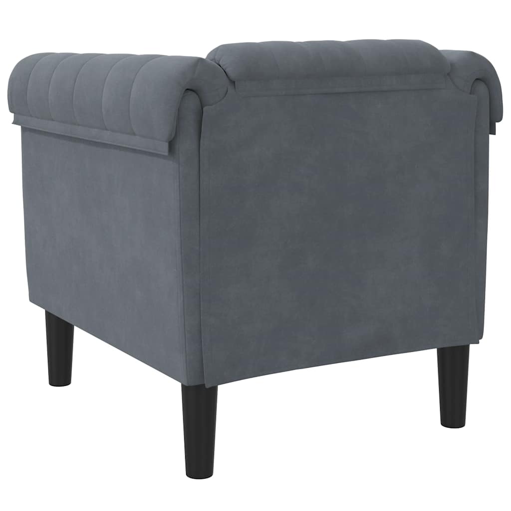 Fauteuil en velours gris foncé