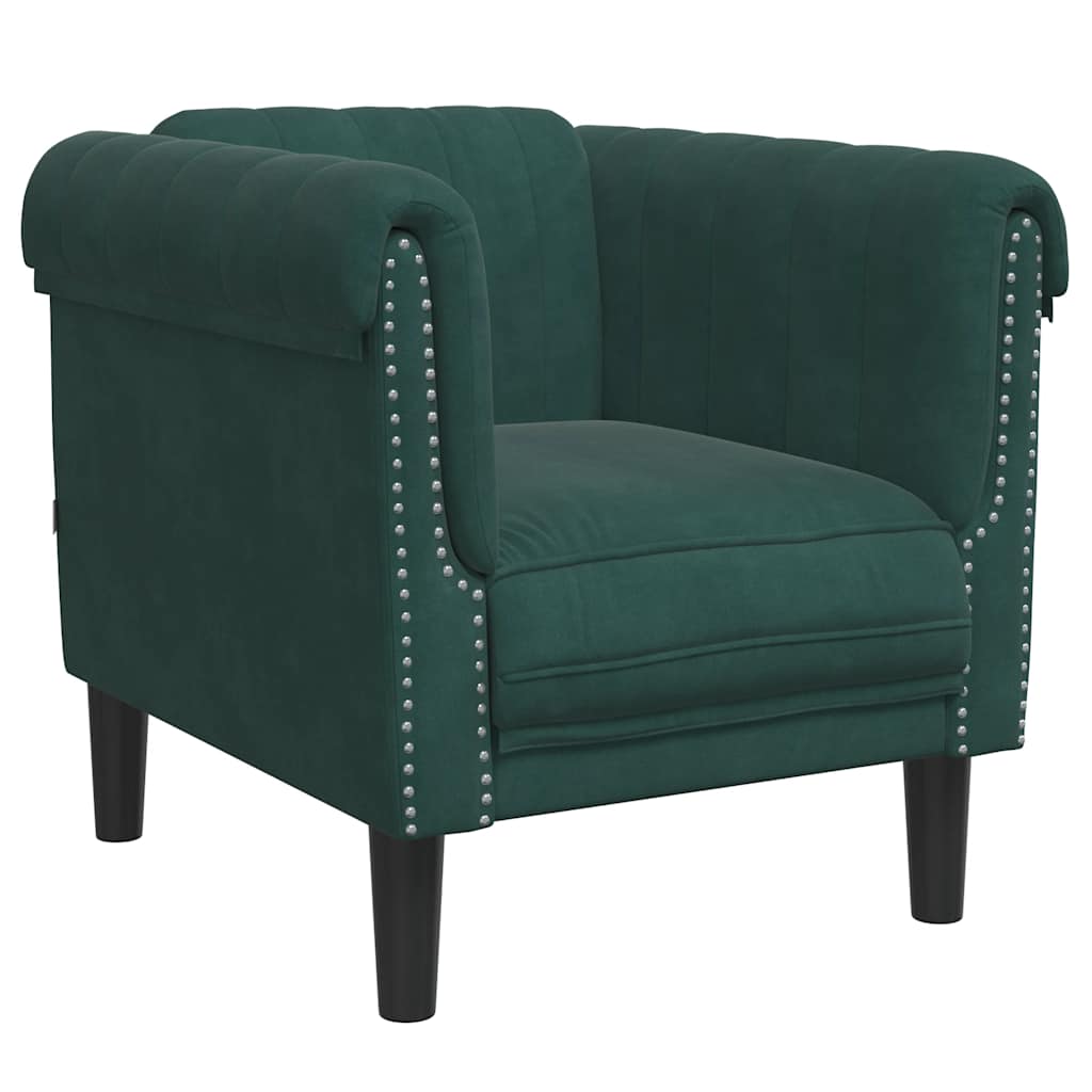 Fauteuil velours vert foncé