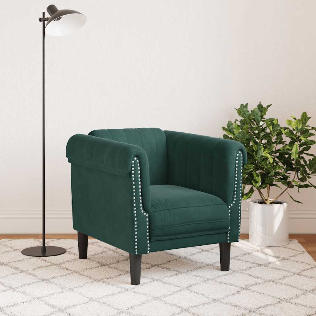 Fauteuil velours vert foncé