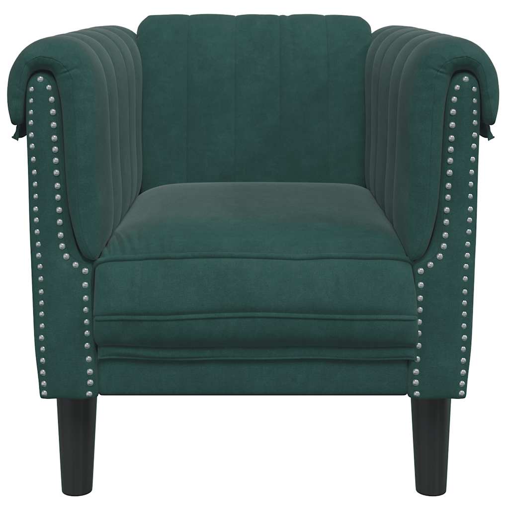 Fauteuil velours vert foncé