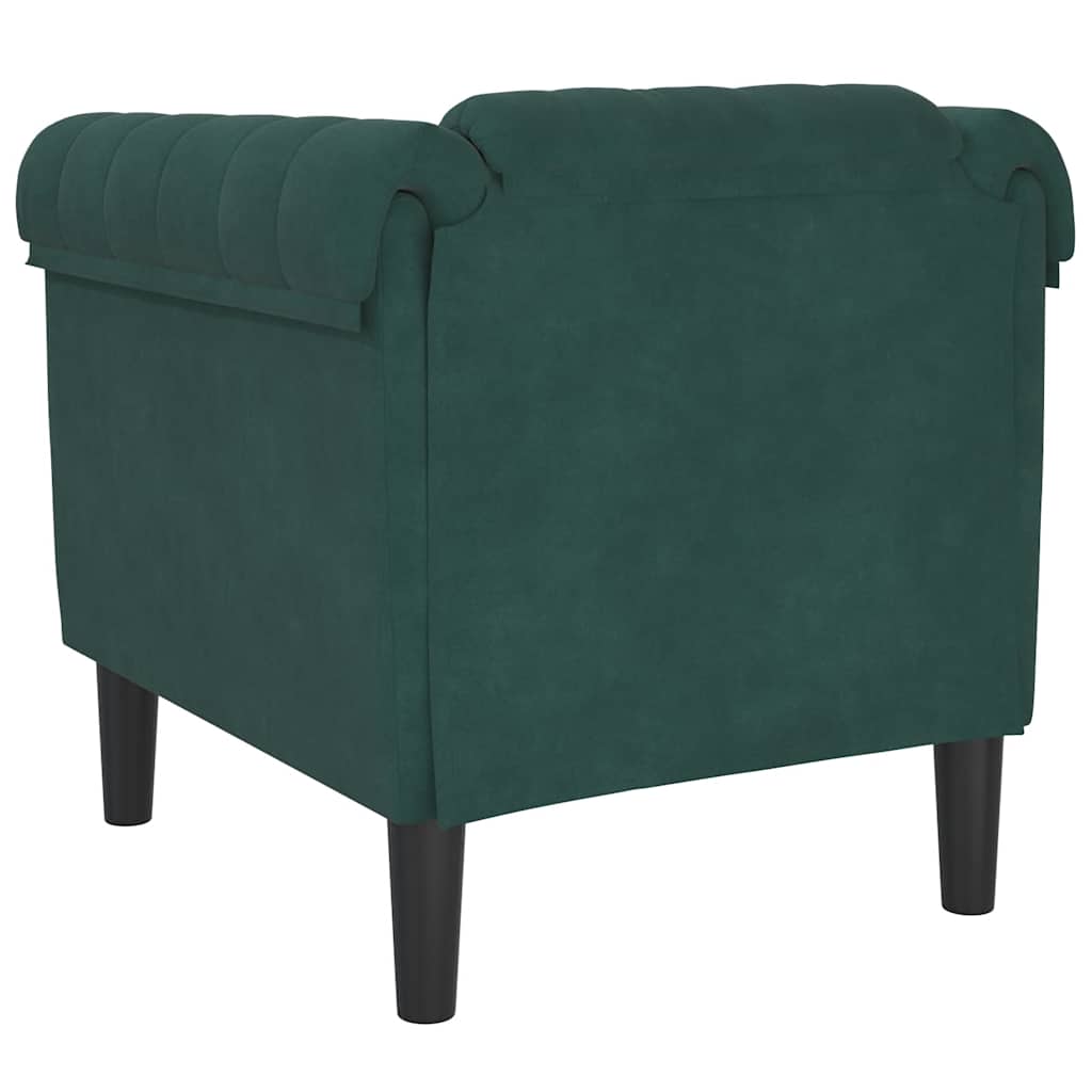 Fauteuil velours vert foncé