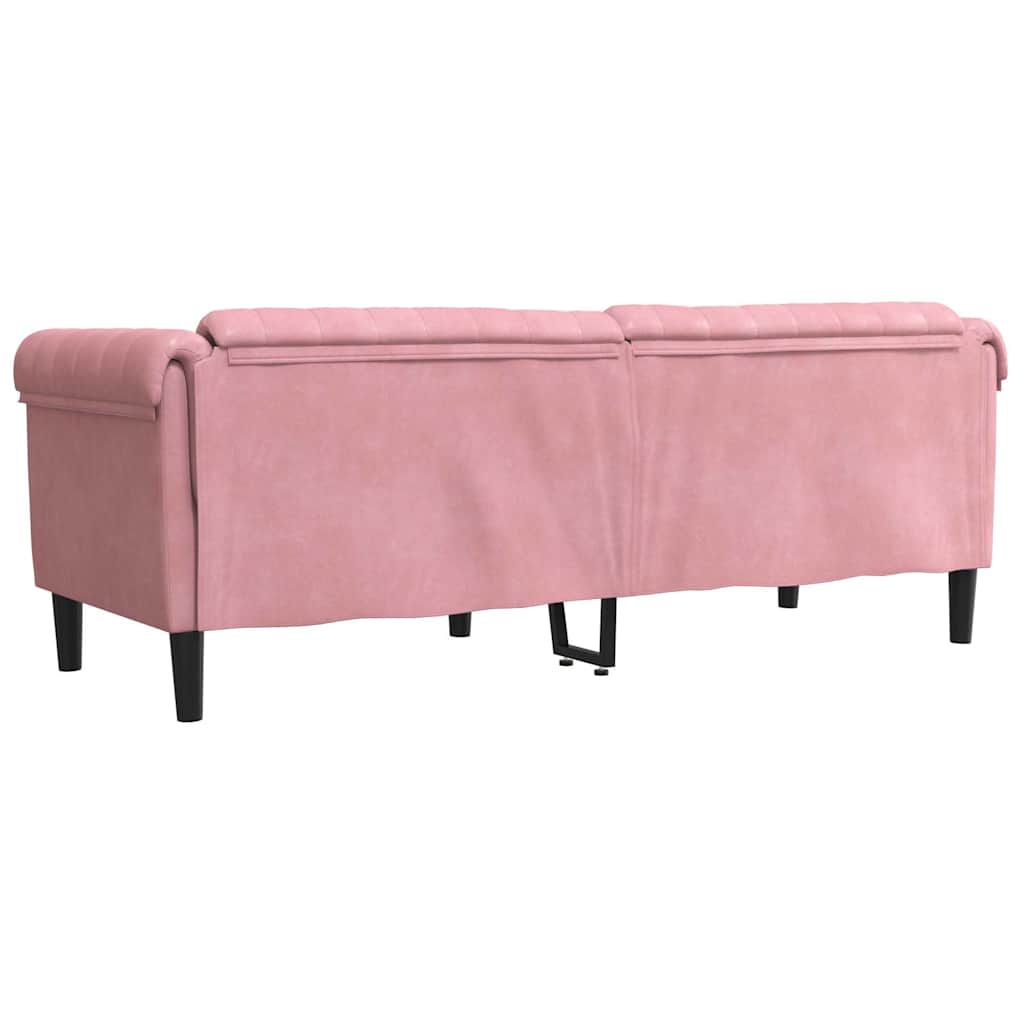 Canapé 3 places en velours rose