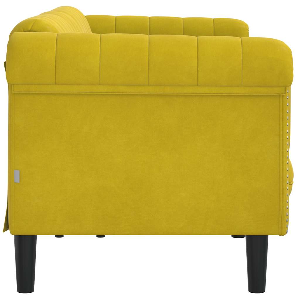 Canapé 3 places en velours jaune