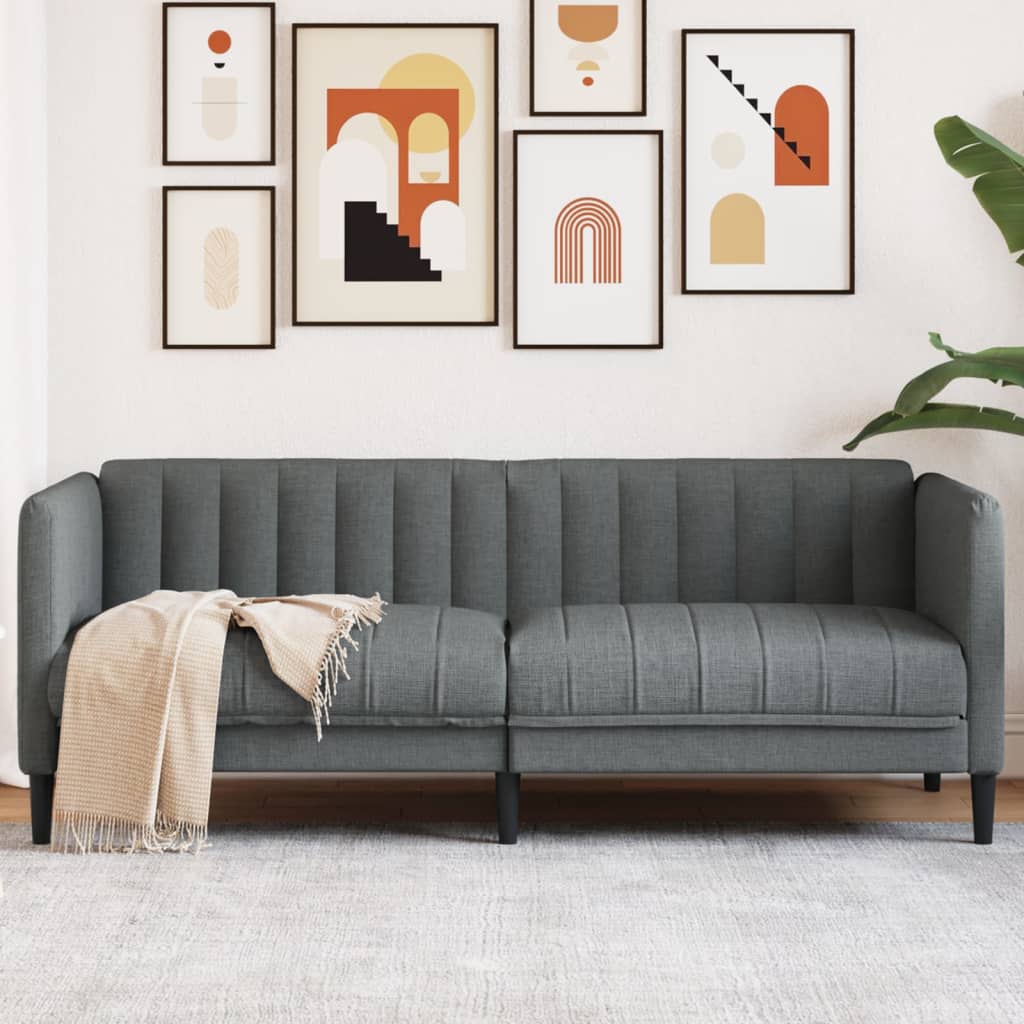 Canapé 2 places tissu gris foncé