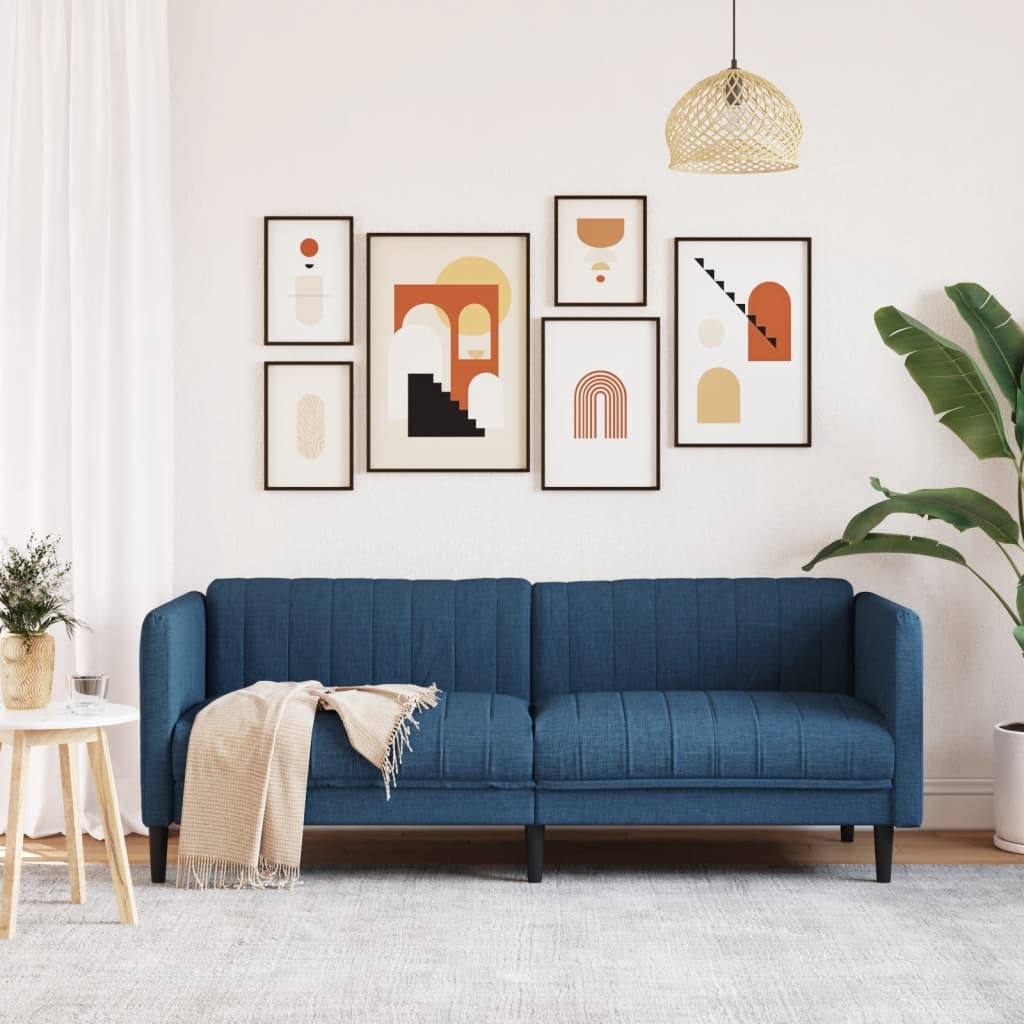 2-seater sofa blue fabric