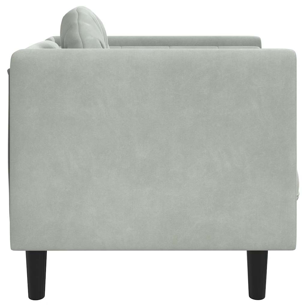 Fauteuil avec coussins velours gris clair