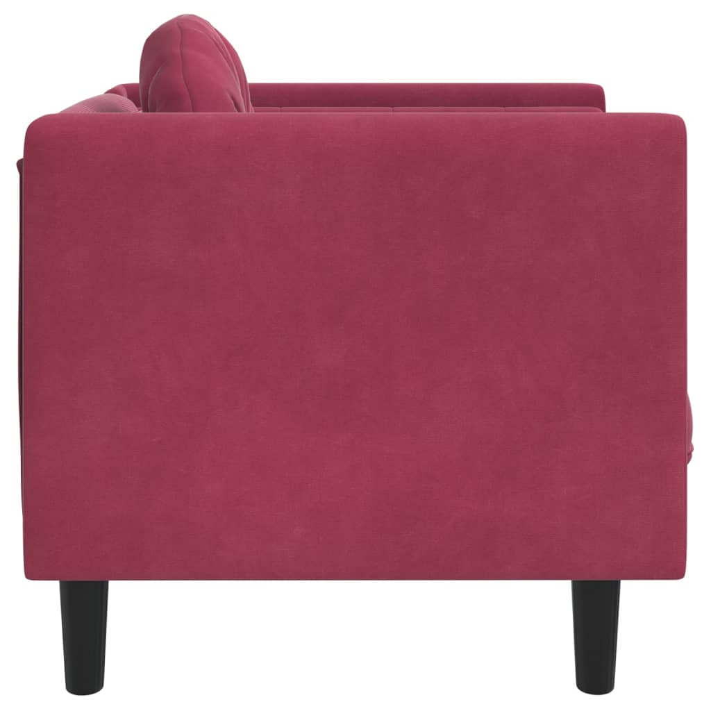 Fauteuil canapé avec coussins en velours bordeaux