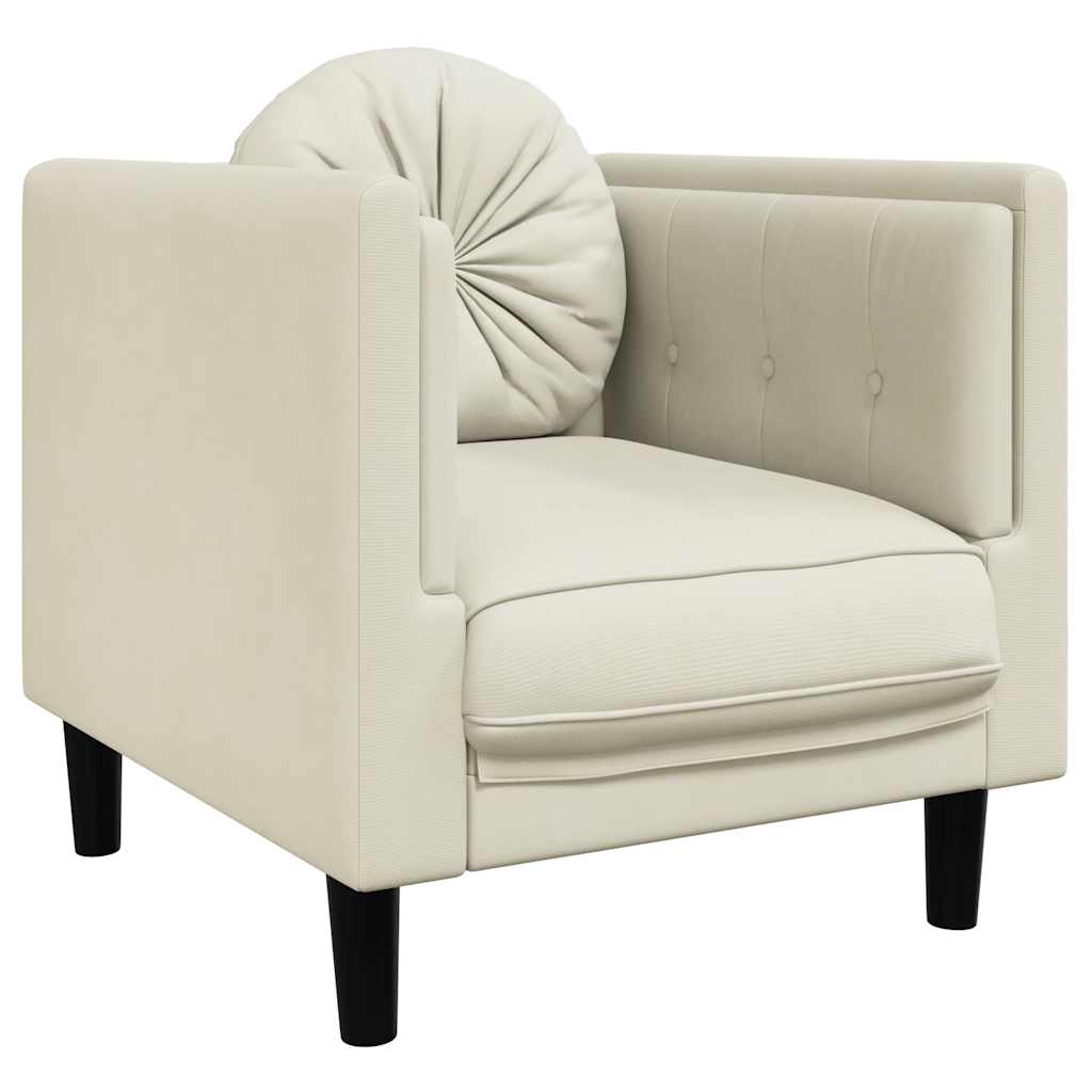 Fauteuil avec coussin en velours crème