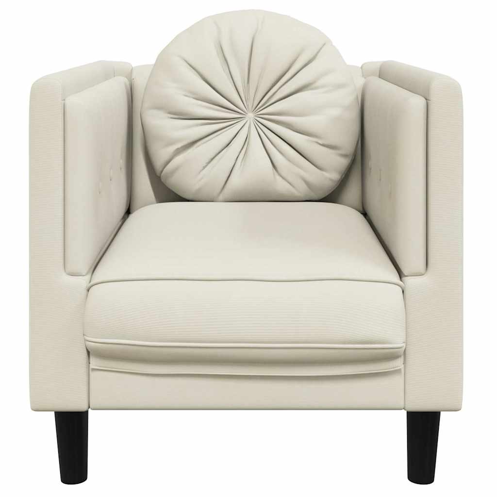 Fauteuil avec coussin en velours crème