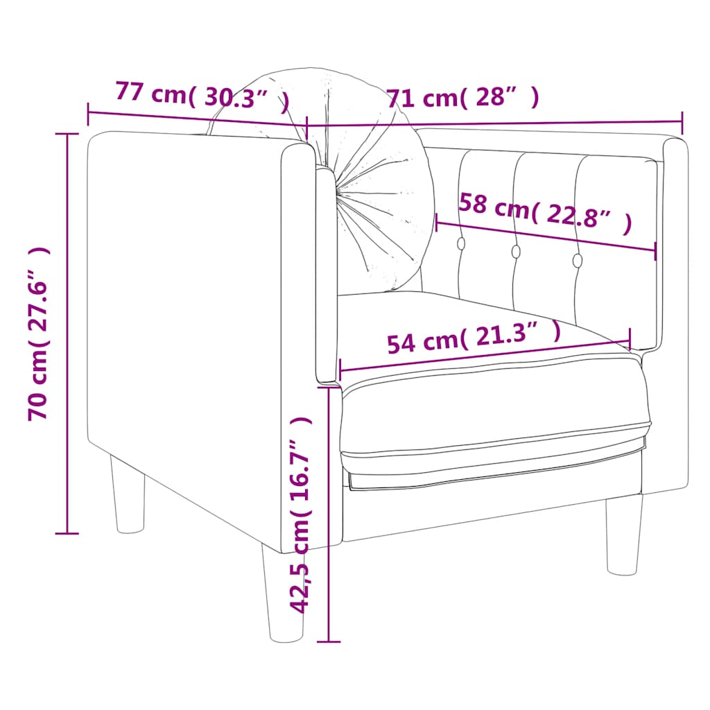 Fauteuil avec coussin en velours crème