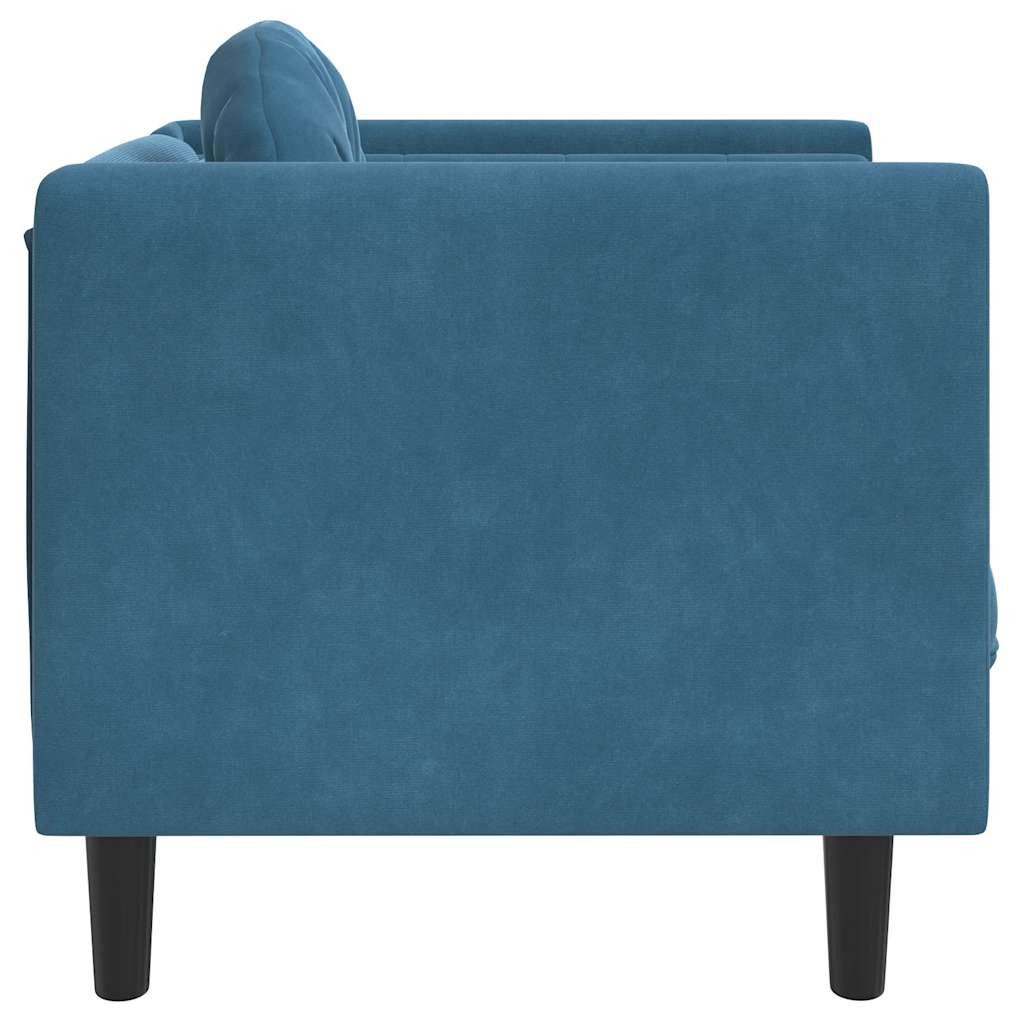 Fauteuil avec coussins en velours bleu