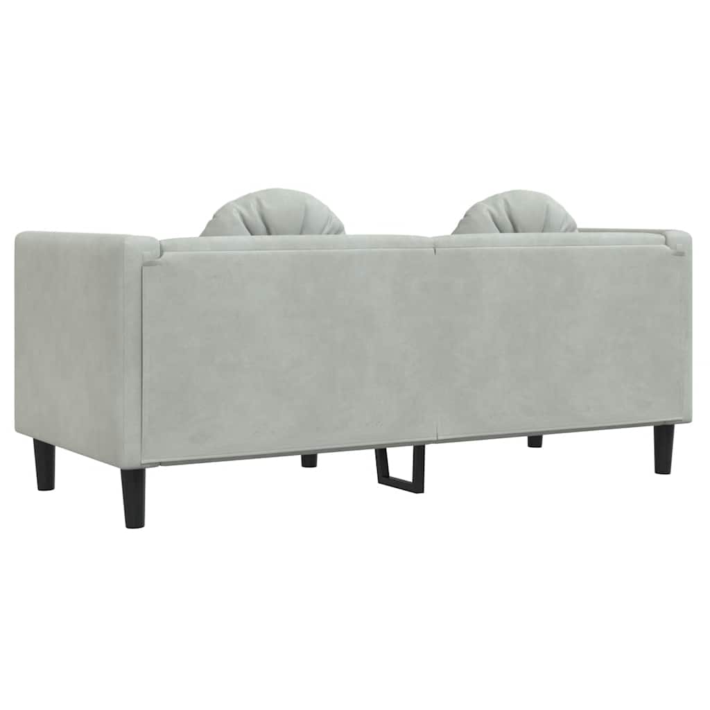 Canapé avec coussins 2 places en velours gris clair