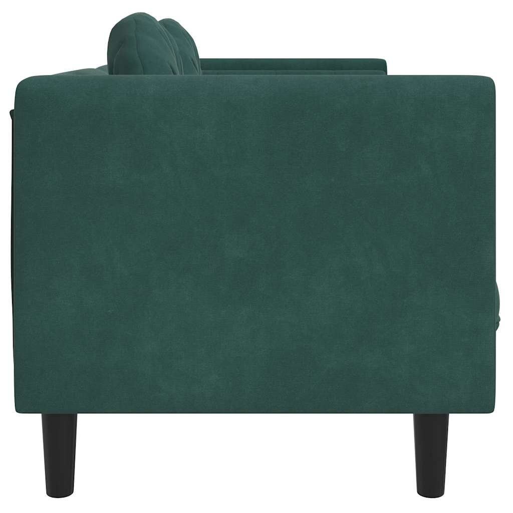 Sofa with cushions 2-seater dark green velvet