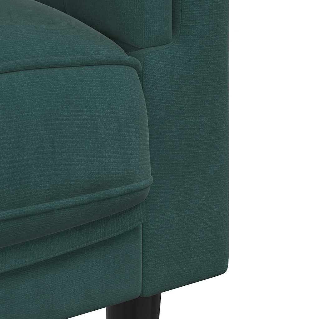Sofa with cushions 2-seater dark green velvet