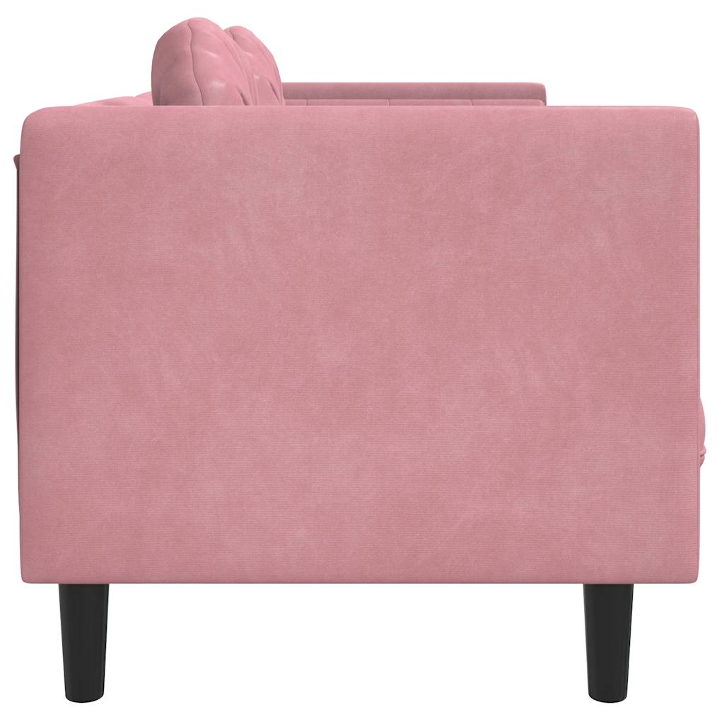 Canapé avec coussins 2 places en velours rose