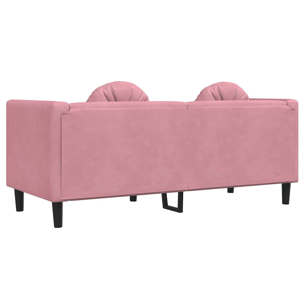 Canapé avec coussins 2 places en velours rose