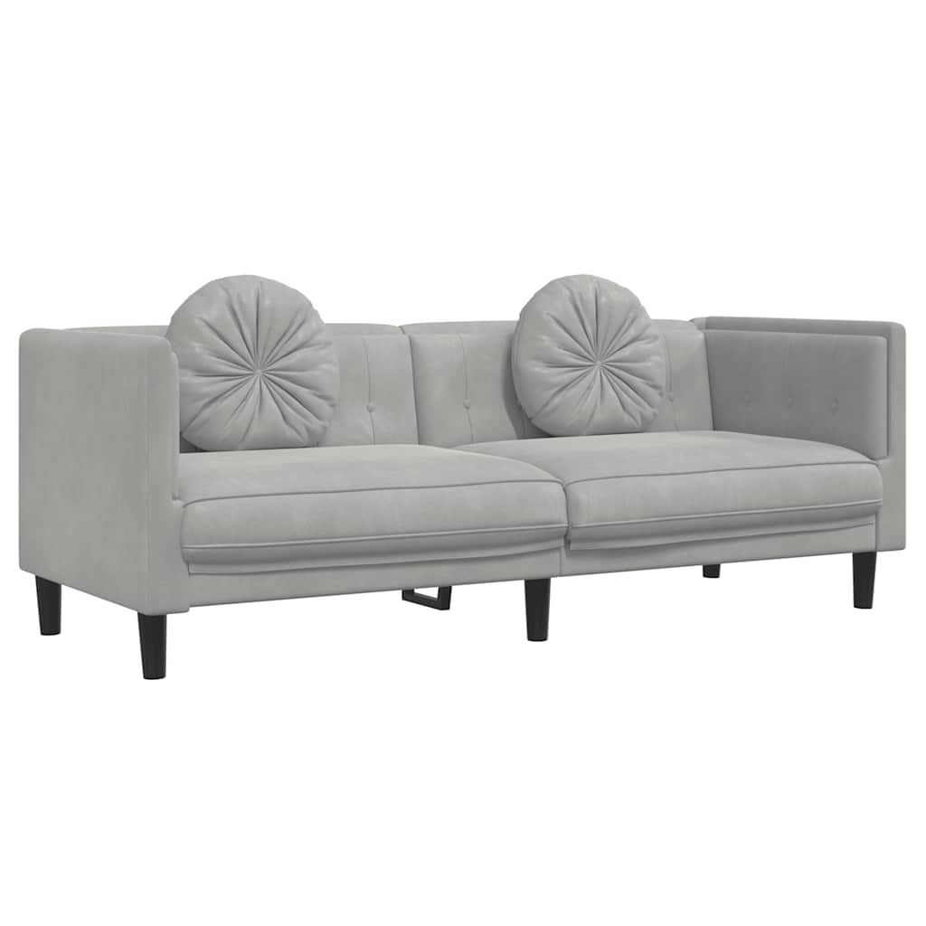 Sofa with Cushions 3-Seater Light Gray Velvet