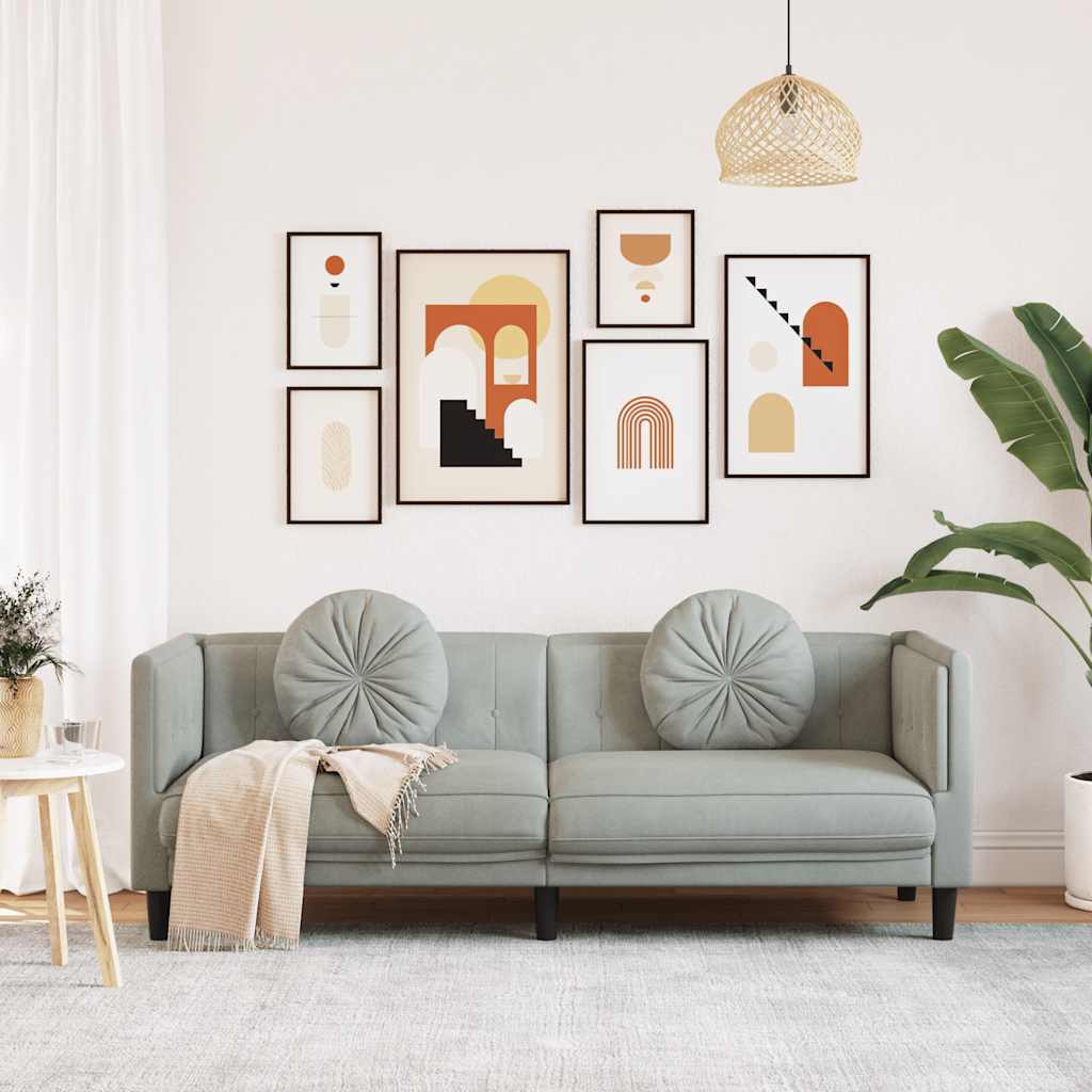 Sofa with Cushions 3-Seater Light Gray Velvet
