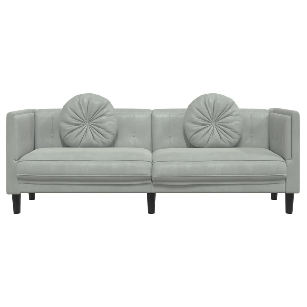 Sofa with Cushions 3-Seater Light Gray Velvet