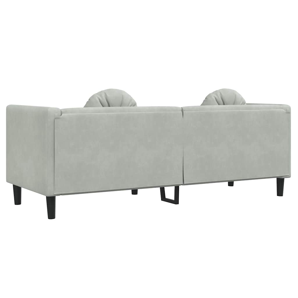 Sofa with Cushions 3-Seater Light Gray Velvet