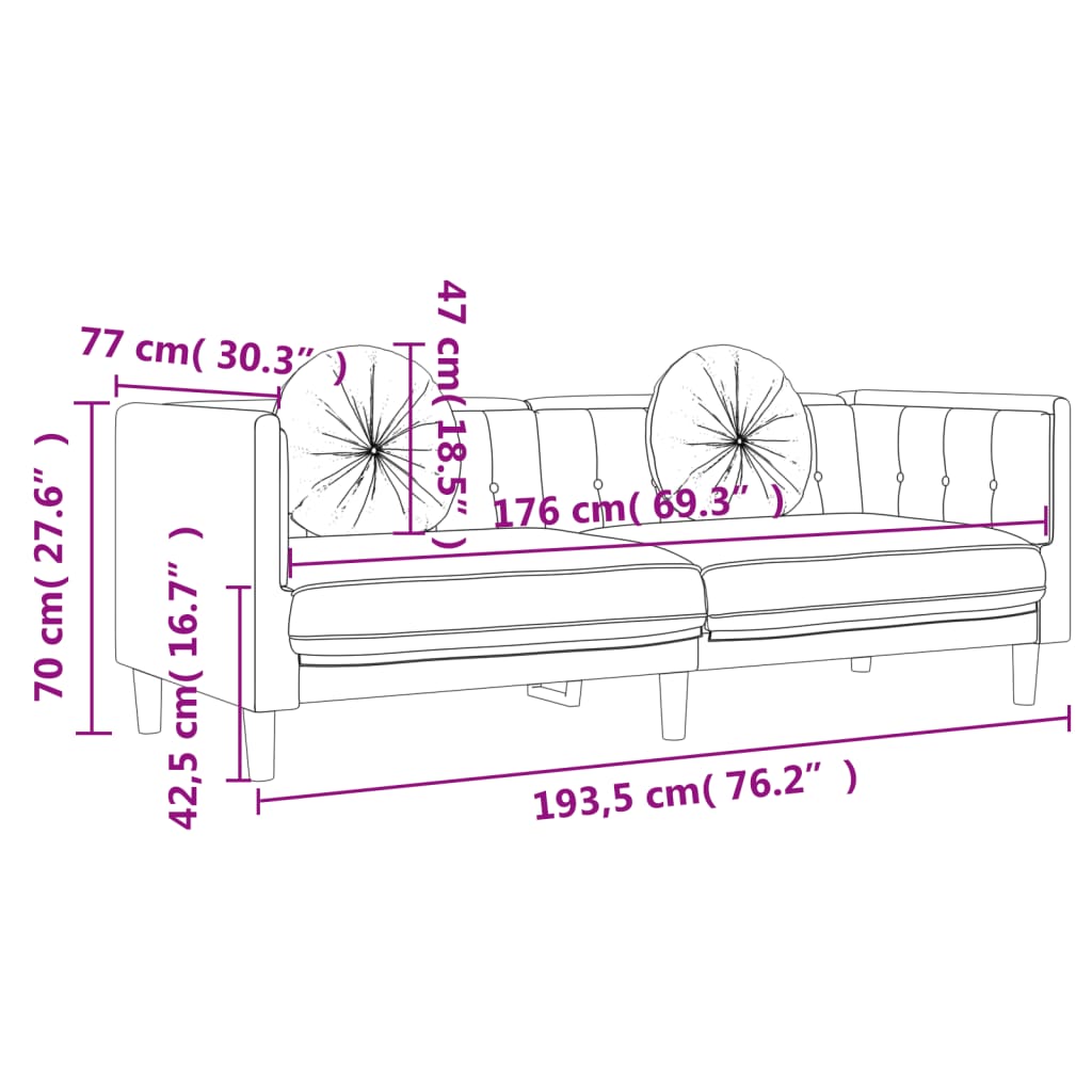 Sofa with Cushions 3-Seater Light Gray Velvet