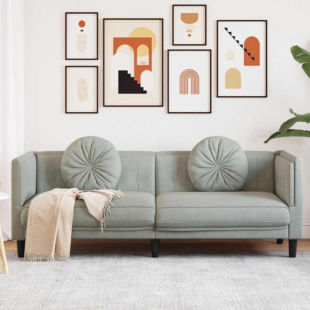 Sofa with Cushions 3-Seater Light Gray Velvet