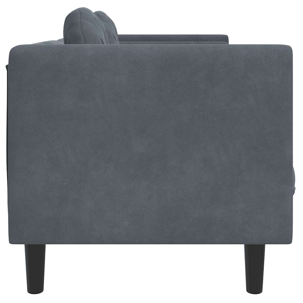 Canapé avec coussins 3 places en velours gris foncé