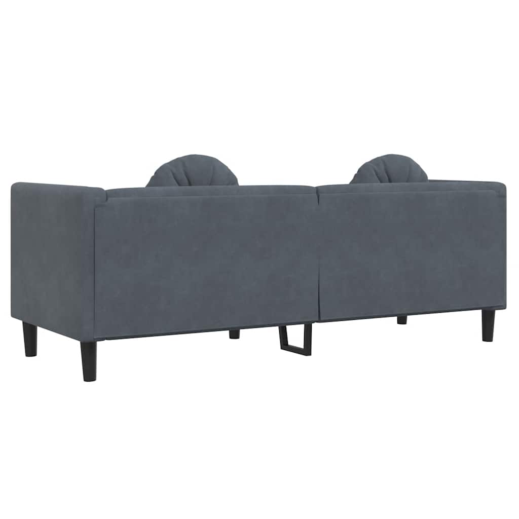 Canapé avec coussins 3 places en velours gris foncé