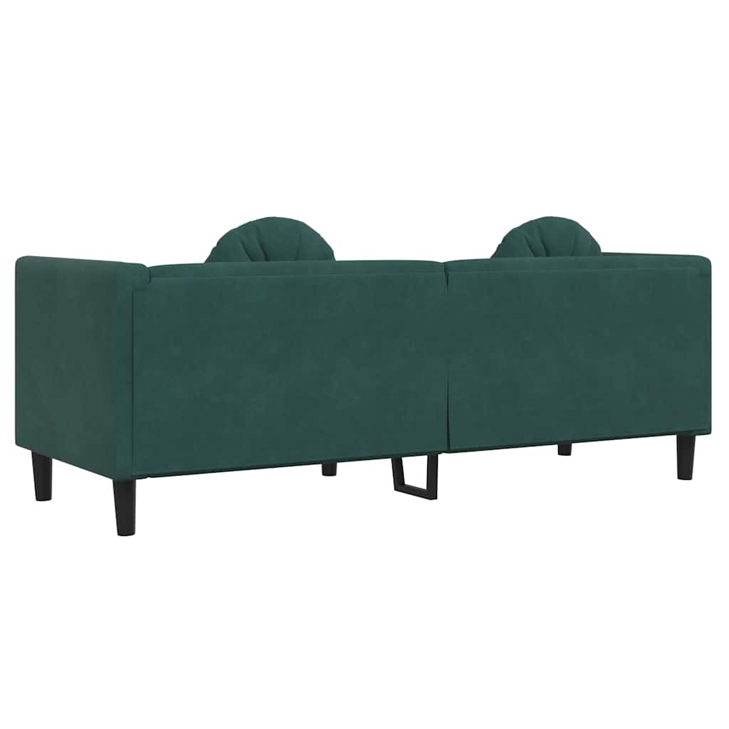 Canapé avec coussins 3 places en velours vert foncé