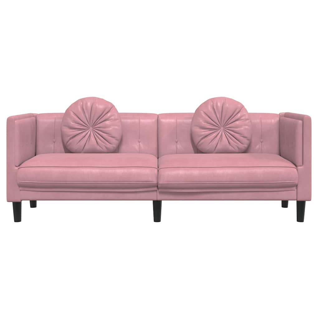 Canapé avec coussins 3 places en velours rose