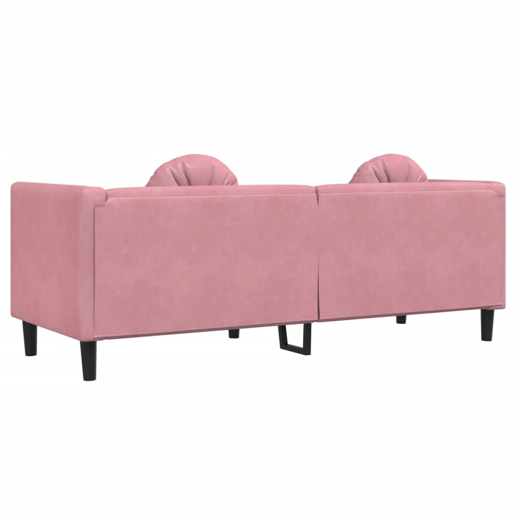 Canapé avec coussins 3 places en velours rose