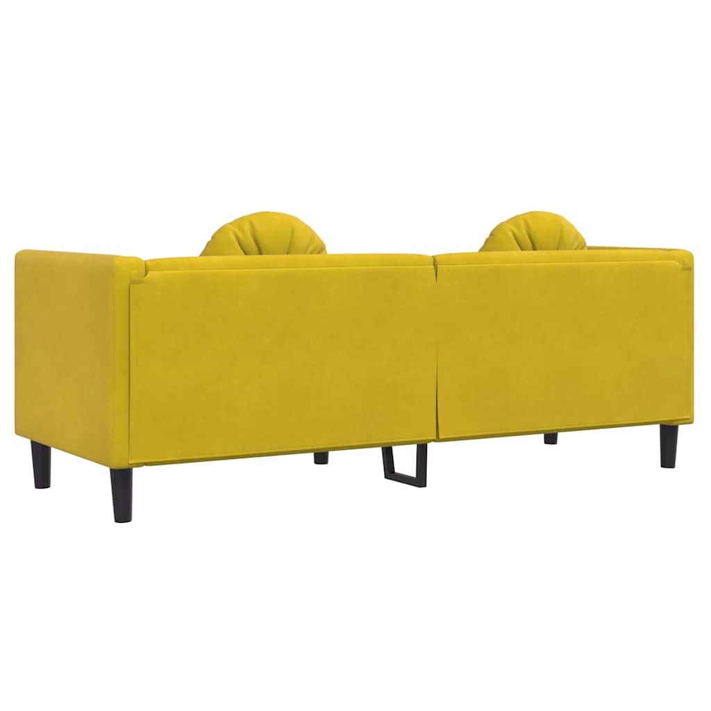 Canapé avec coussins 3 places en velours jaune