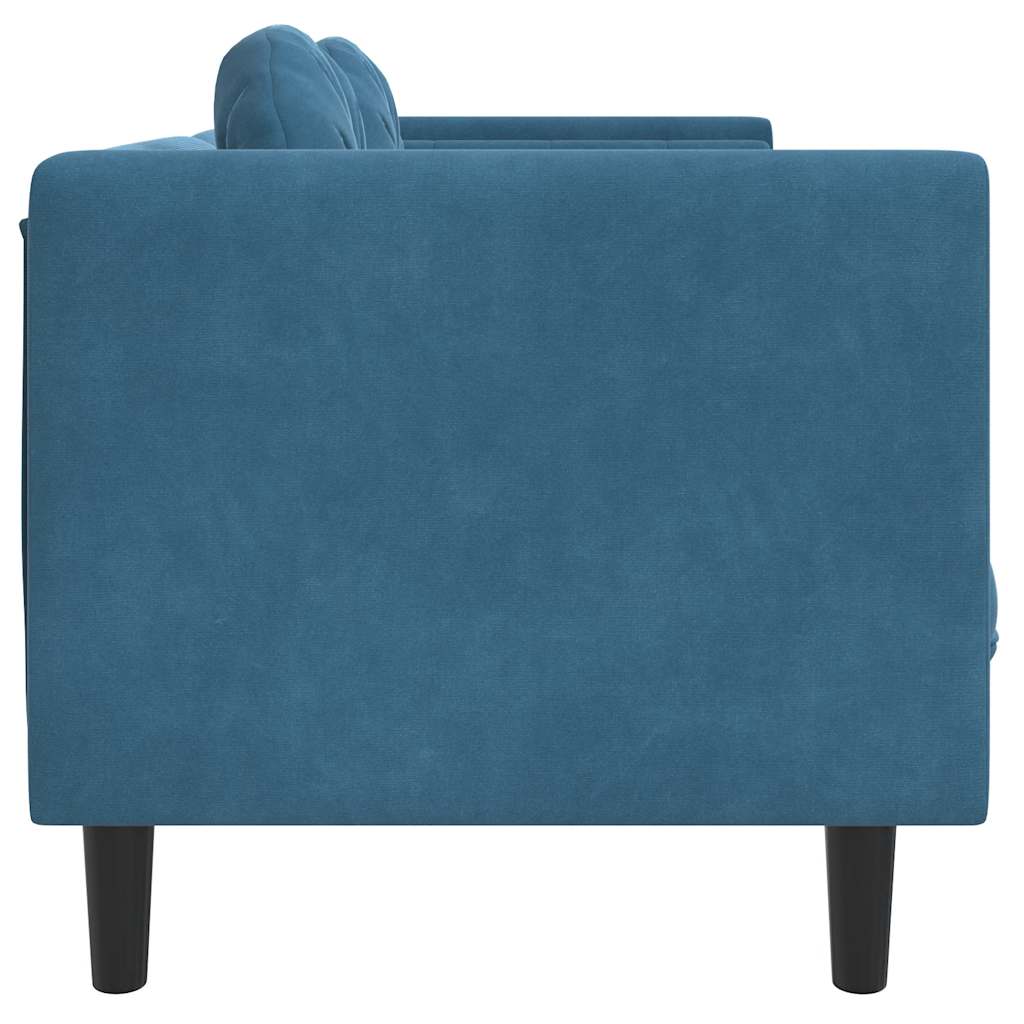 Canapé avec coussins 3 places en velours bleu