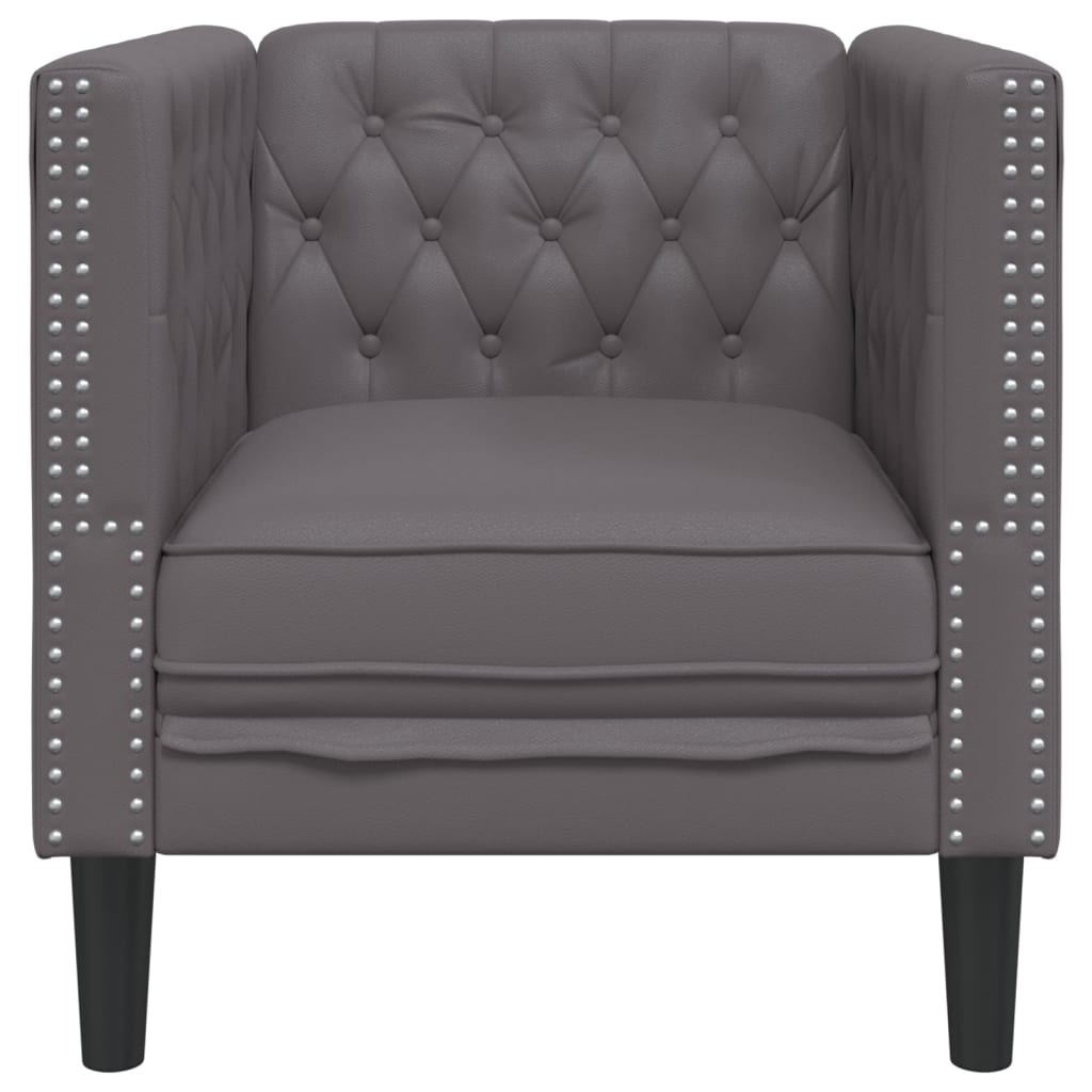 Fauteuil Chesterfield en similicuir gris