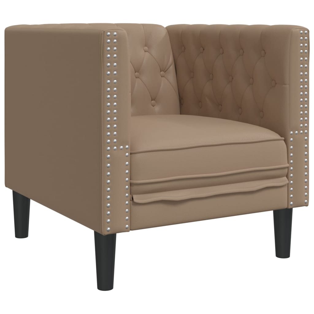 Fauteuil Chesterfield en similicuir cappuccino