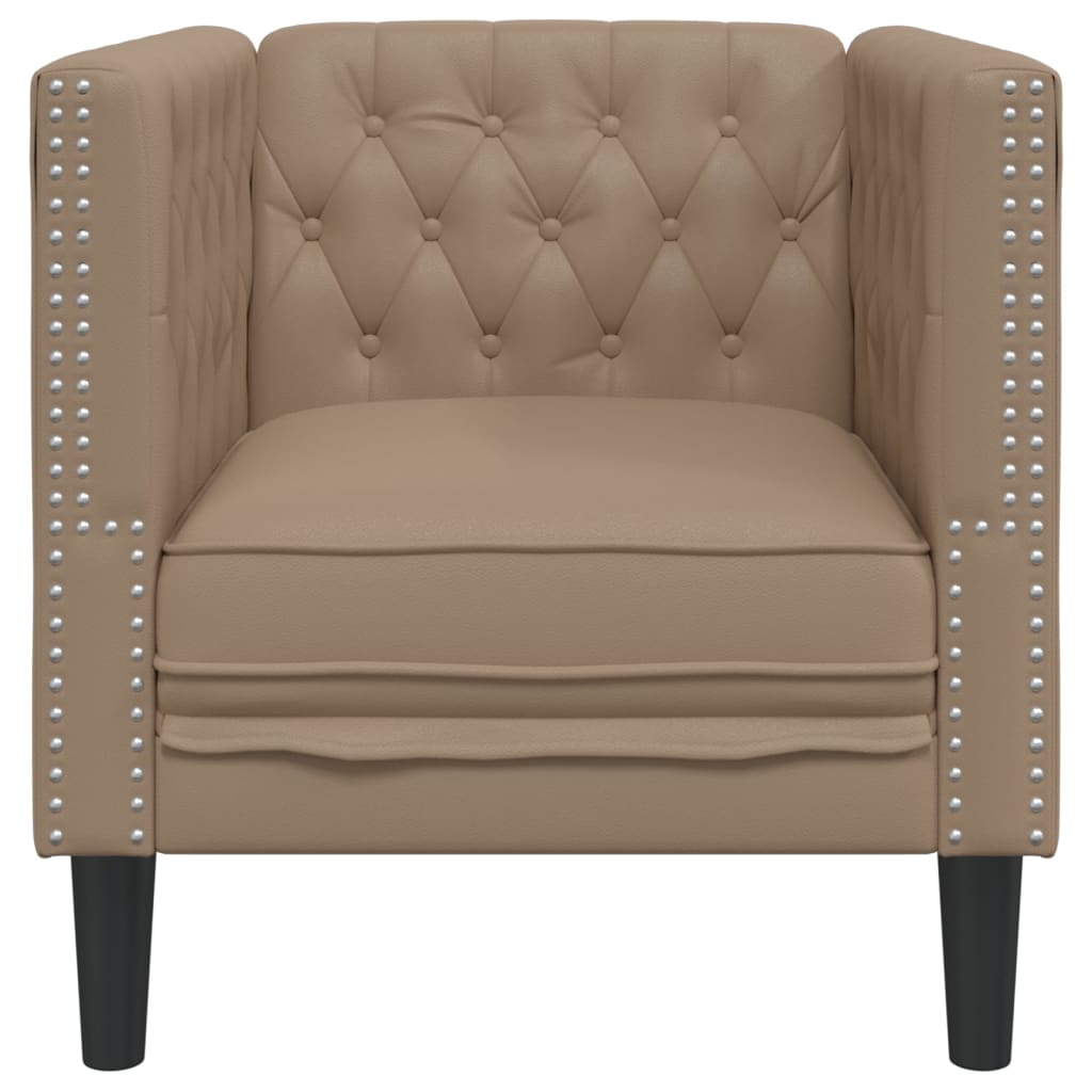 Fauteuil Chesterfield en similicuir cappuccino