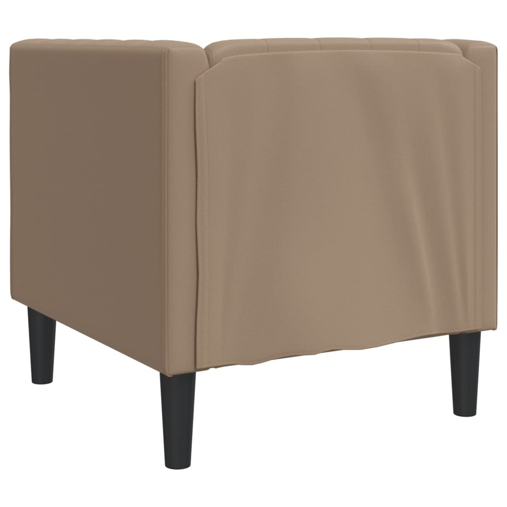 Fauteuil Chesterfield en similicuir cappuccino